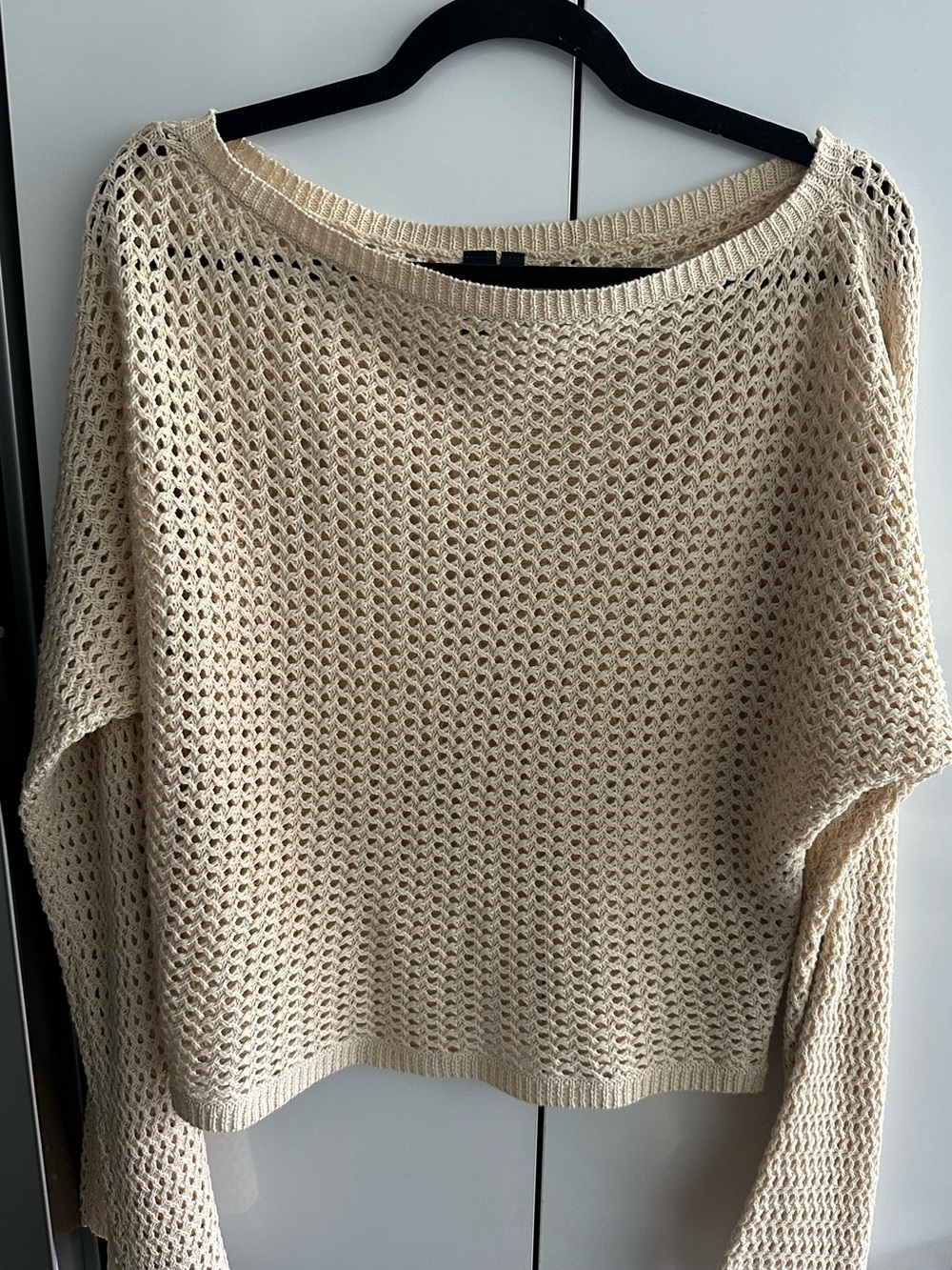 Windsor Cream Open Knit Off-the-Shoulder Sweater